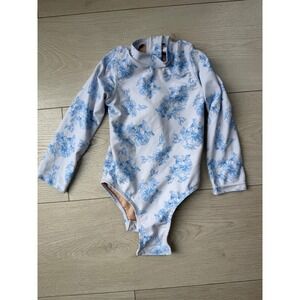 Shade Critters Blue Floral Toile Long Sleeve One Piece Swimsuit 18-24M